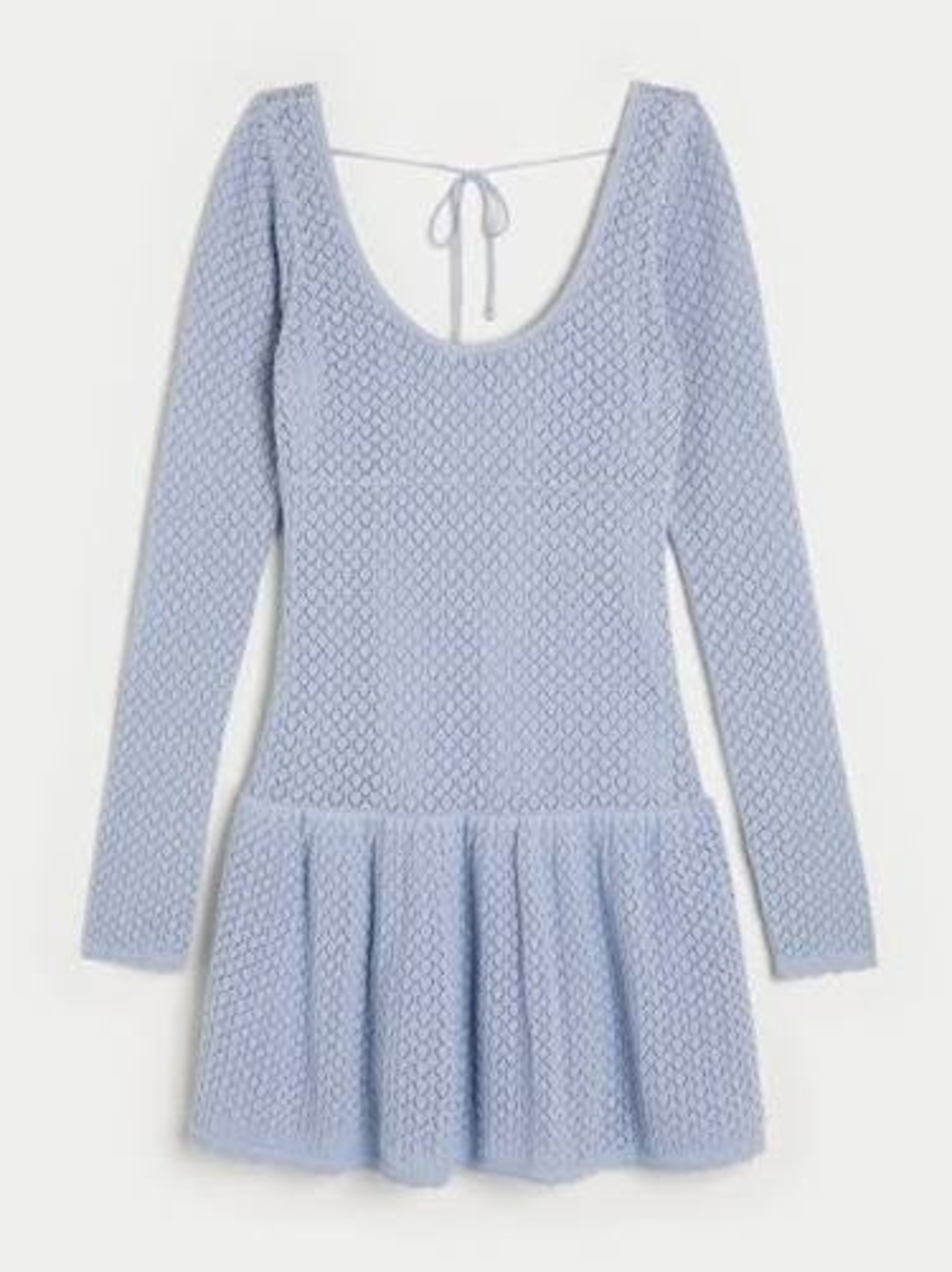 Hollister Long Sleeve Crochet Style Mini Skater Dress NWOT SIZE L